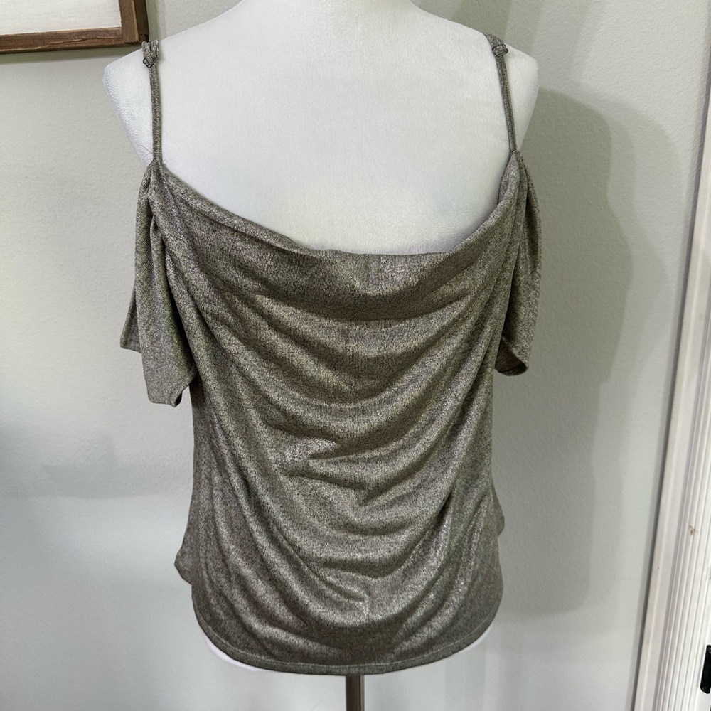 Anthropologie Lurex Cowl-Neck Off-The-Shoulder Top
